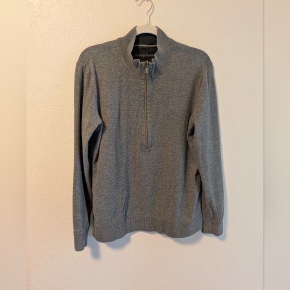 Tommy Bahama Men's Gray Quarter-Zip Reversible Sweater - Picture 1 of 5